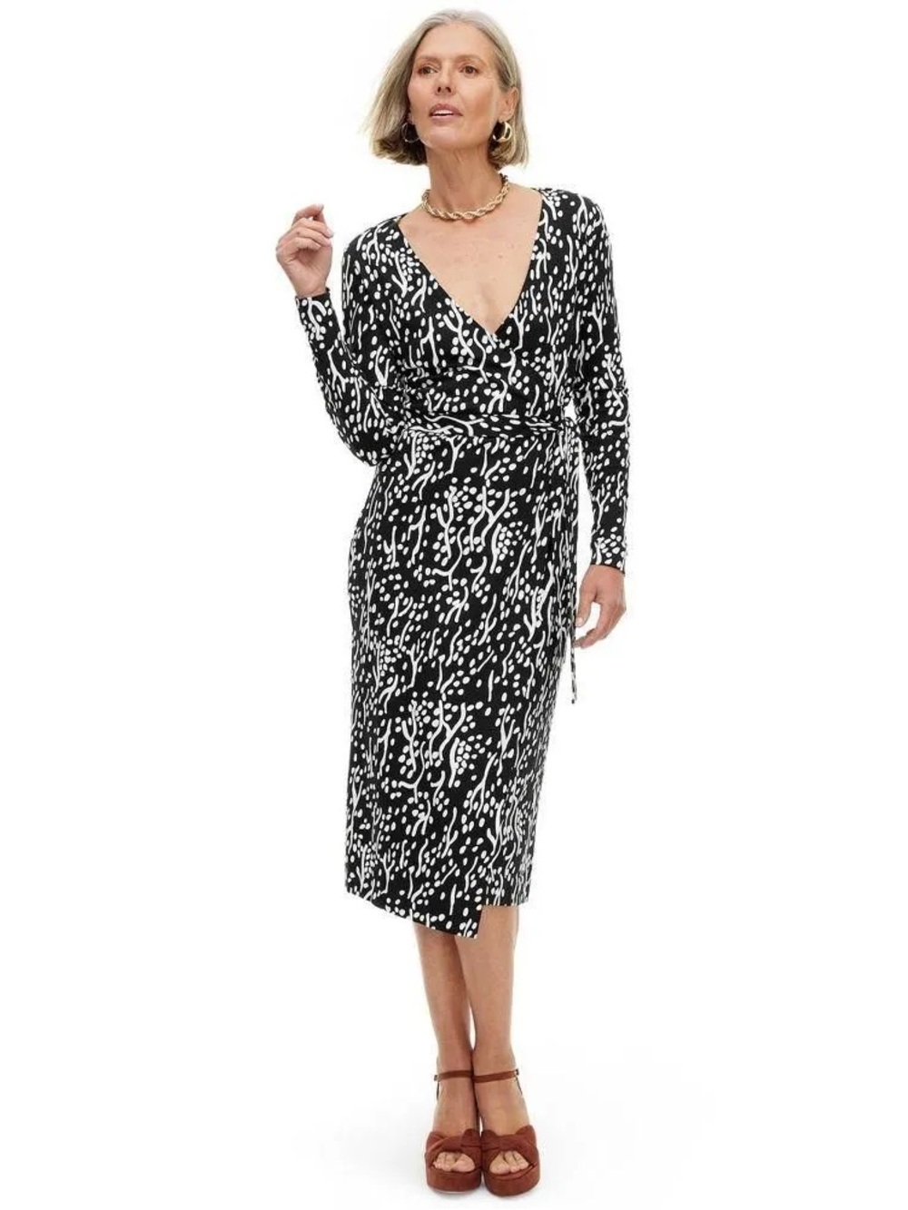 Diane von Furstenberg for Target Women's Midi Wrap Dress Deep V-Neck XXS